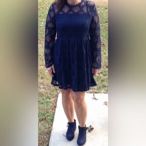 Xhilaration Dark Blue Lace Top